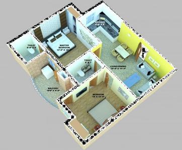 Image of 965 Sq.ft 2 BHK Apartment / Flat for sale in RLF The Park, Kalaka, Alwar for Rs. 2600000