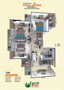Image of 1374 Sq.ft 3 BHK Apartment / Flat for sale in Mahalakshmi Apartment, Naini, Allahabad for Rs. 7273720