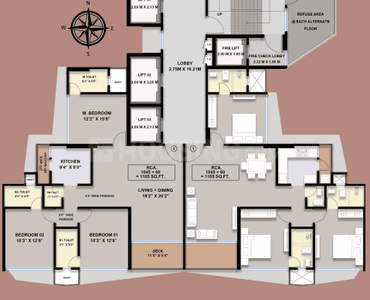 Floor Plan Image of 1106 Sq.ft 3 BHK Apartment / Flat for sale in Mulund West Mumbai for Rs. 33500000