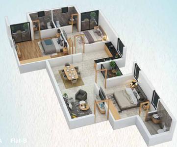Floor Plan Image of 1143 Sq.ft 3 BHK Apartment / Flat for sale in Elite Anjali Fusion, Jharapada Bhubaneswar for Rs. 9875200