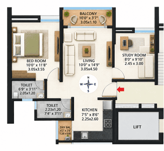 Image of 1050 Sq.ft 2 BHK Apartment / Flat for sale in Kothrud, Pune for Rs. 12500000