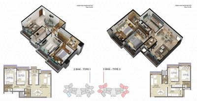 Floor Plan Image of 916 Sq.ft 2 BHK Apartment / Flat for sale in Sonam Indradhanush, Mira Road East Mira Bhayandar for Rs. 12000000