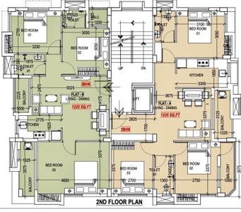 Image of 1225 Sq.ft 3 BHK Apartment / Flat for sale in Garia, Sonarpur, Kolkata for Rs. 5818000