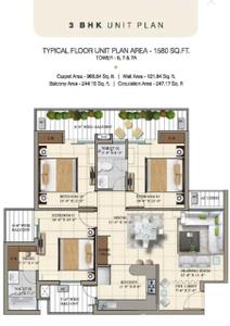 Image of 1580 Sq.ft 3 BHK Apartment / Flat for sale in Highland Park Luxuria, Bhabat, Zirakpur for Rs. 9000000
