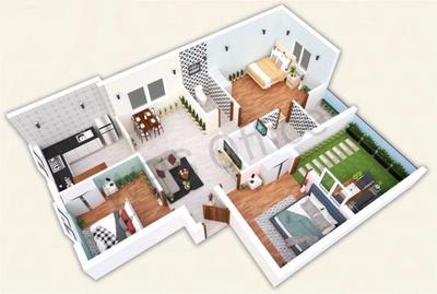 Hall Image of 1045 Sq.ft 3 BHK Apartment / Flat for sale in Kundrathur Chennai for Rs. 5852000