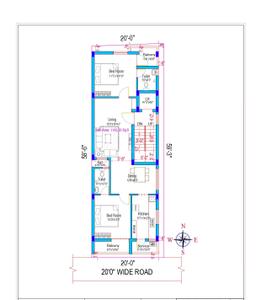 Floor Plan Image of 1100 Sq.ft 2 BHK Apartment / Flat for sale in Ambattur Chennai for Rs. 6900000