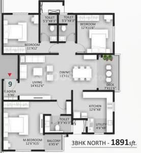 Image of 1522 Sq.ft 3 BHK Apartment / Flat for sale in Pristine Park, Whitefield, Bengaluru for Rs. 20900000