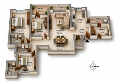 Image of 1917 Sq.ft 3 BHK Apartment / Flat for sale in Bhartiya Nikoo Homes, Navarathna Agrahara, Bengaluru for Rs. 22600000