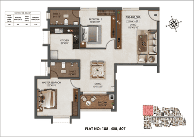 Image of 1216 Sq.ft 3 BHK Apartment / Flat for sale in RLD Aura, Ayappakkam, Chennai for Rs. 9363200
