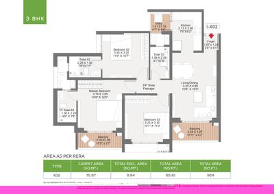 Image of 1201 Sq.ft 3 BHK Apartment / Flat for sale in Godrej Evergreen Square, Hinjawadi Phase 3, Pune for Rs. 12050000