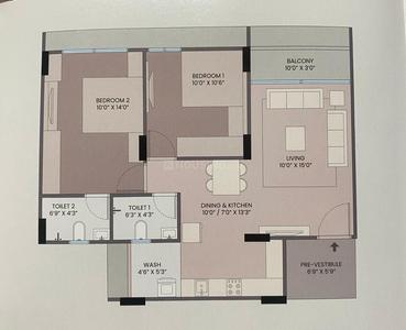 Image of 1230 Sq.ft 2 BHK Apartment / Flat for sale in Saanvi Nirman Solace, South Bopal, Ahmedabad for Rs. 5800000