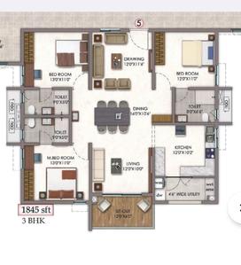 Image of 1845 Sq.ft 3 BHK Apartment / Flat for sale in Tellapur, Sangareddy for Rs. 15000000
