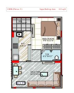 Image of 1025 Sq.ft 2 BHK Apartment / Flat for sale in Orion Planet, Jakhya, Indore for Rs. 5740000