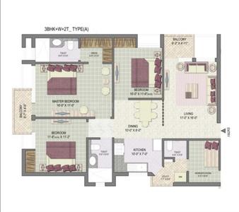 Image of 1300 Sq.ft 3 BHK Apartment / Flat for sale in Jaypee Kensington Boulevard, Sector 131, Noida for Rs. 11000000
