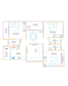 Image of 1625 Sq.ft 3 BHK Apartment / Flat for sale in Gokulpeth, Nagpur for Rs. 14625000
