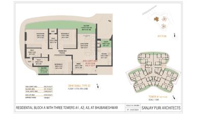 Image of 1278 Sq.ft 3 BHK Apartment / Flat for sale in Patia, Bhubaneswar for Rs. 12185400