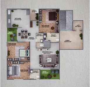 Image of 1966 Sq.ft 3 BHK Apartment / Flat for sale in Pratap Nagar, Nagpur for Rs. 15600000