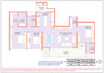 Image of 1785 Sq.ft 3 BHK Apartment / Flat for sale in Pristine The Lords, Pashan, Pune for Rs. 28500000