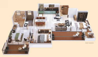 Image of 1150 Sq.ft 3 BHK Apartment / Flat for sale in Wadhwani Om Mangalam Disha, Kiwale, Pune for Rs. 8900000