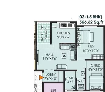Image of 744 Sq.ft 1 BHK Apartment / Flat for sale in Darsheel Laxmi Greens, Ambegaon Budruk, Pune for Rs. 4750000