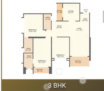 Image of 1250 Sq.ft 3 BHK Apartment / Flat for sale in Saheel Landmarc, Hinjawadi Phase 3, Pune for Rs. 11100000