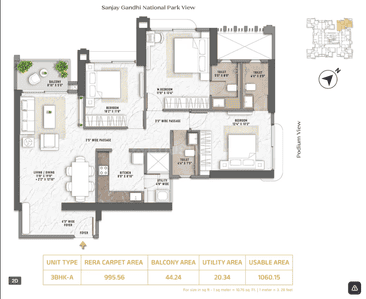 Image of 1200 Sq.ft 2.5 BHK Apartment / Flat for sale in Thane West, Thane for Rs. 10000000