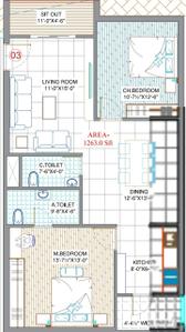 Image of 1640 Sq.ft 3 BHK Apartment / Flat for sale in Shankarpally, Hyderabad for Rs. 7378360