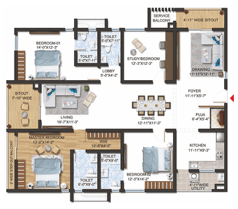 Image of 2270 Sq.ft 3 BHK Apartment / Flat for sale in Sumadhura The Olympus, Financial District, Hyderabad for Rs. 23800000