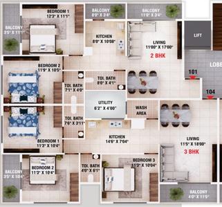 Image of 1250 Sq.ft 3 BHK Apartment / Flat for sale in Narsala, Nagpur for Rs. 5000000