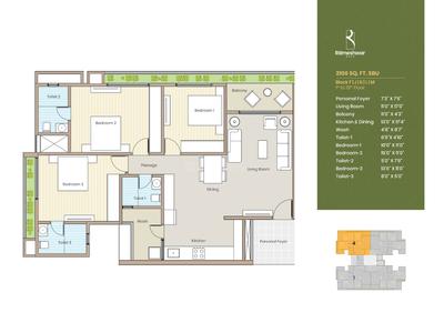 Image of 1100 Sq.ft 3 BHK Apartment / Flat for sale in Rameshwar City, Naranpura, Ahmedabad for Rs. 9988000