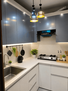 Kitchen Image of 450 Sq.ft 2 BHK Apartment / Flat for sale in Matiala New Delhi for Rs. 3300000