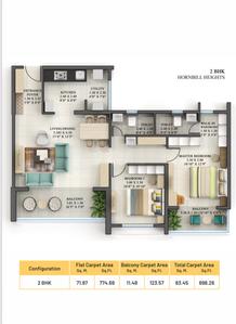 Image of 1250 Sq.ft 2 BHK Apartment / Flat for sale in Riverview Hornbill Heights At Riverview City, Loni Kalbhor, Pune for Rs. 7050000