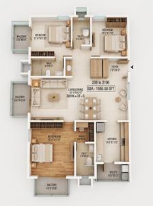 Image of 1800 Sq.ft 3 BHK Apartment / Flat for sale in MLN Heights, Thanisandra, Bengaluru for Rs. 16500000