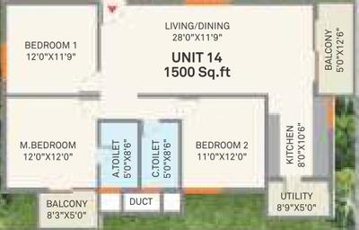 Image of 1320 Sq.ft 3 BHK Apartment / Flat for sale in 5 Elements Urban Nest, Kambipura, Bengaluru for Rs. 12300000