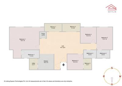 Image of 2020 Sq.ft 4 BHK Apartment / Flat for sale in Adarsh Greens by Adarsh Developers, Kogilu, Bengaluru for Rs. 24300000