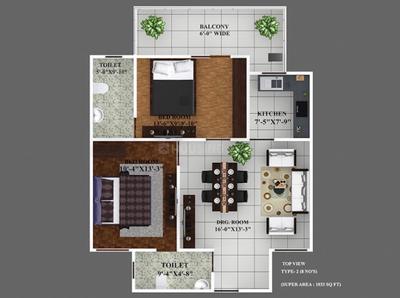 Image of 1033 Sq.ft 2 BHK Apartment / Flat for sale in Bahadarabad, Haridwar for Rs. 4000000