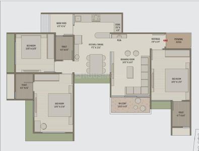 Image of 1827 Sq.ft 3 BHK Apartment / Flat for sale in The Planet By Venus, Shela, Ahmedabad for Rs. 6958000