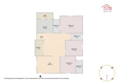Image of 1520 Sq.ft 3 BHK Apartment / Flat for sale in Gottigere, Bengaluru for Rs. 11700000