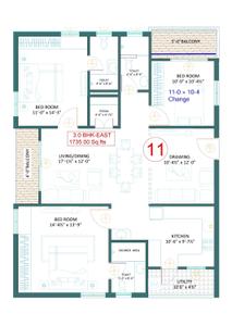 Image of 1734 Sq.ft 3 BHK Apartment / Flat for sale in League Heights, Bandlaguda Jagir, Hyderabad for Rs. 13500000