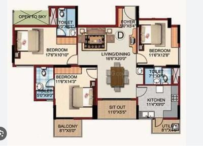 Image of 1397 Sq.ft 2.5 BHK Apartment / Flat for sale in Monarch Serenity, Thanisandra, Bengaluru for Rs. 13500000