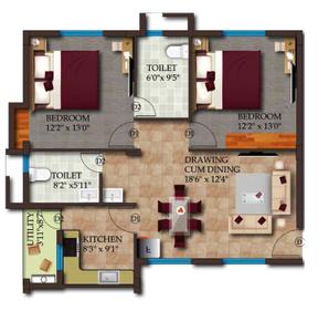 Image of 1250 Sq.ft 2 BHK Apartment / Flat for sale in Krishna Laxmi Arcade, Jharapada, Bhubaneswar for Rs. 10000000