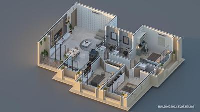 Floor Plan Image of 1090 Sq.ft 2 BHK Apartment / Flat for sale in Vikas Oswal Heights, Palghar Mumbai for Rs. 5995000