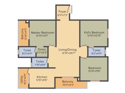 Image of 1273 Sq.ft 3 BHK Apartment / Flat for sale in 22 And Crest, Yeswanthpur, Bengaluru for Rs. 25000000