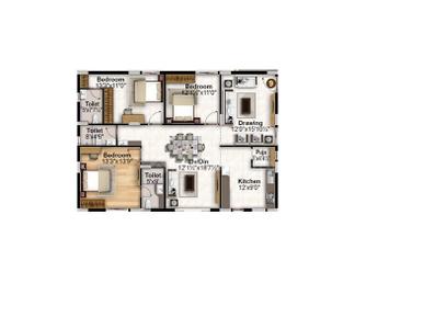 Image of 1772 Sq.ft 3 BHK Apartment / Flat for sale in Boduppal, Hyderabad for Rs. 10809200