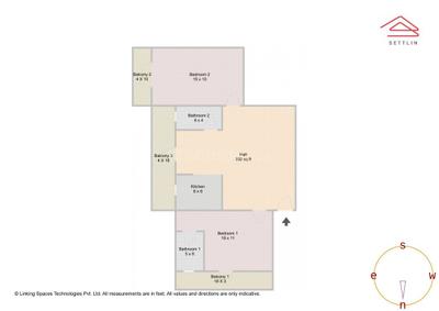 Image of 1215 Sq.ft 2 BHK Apartment / Flat for sale in Bilekahalli, Bengaluru for Rs. 8800000