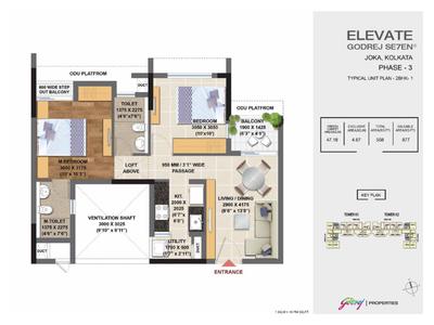 Image of 1200 Sq.ft 3 BHK Apartment / Flat for sale in Godrej Seven, Joka, Kolkata for Rs. 6700000