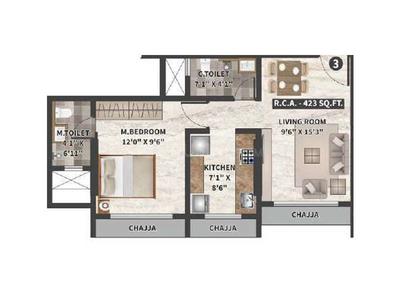 Image of 455 Sq.ft 1 BHK Apartment / Flat for sale in Dahisar East, Mumbai for Rs. 8300000