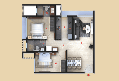 Image of 705 Sq.ft 2 BHK Apartment / Flat for sale in Gami and Jaydeep Estella, Chembur, Mumbai for Rs. 18800000