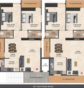 Image of 1250 Sq.ft 2 BHK Apartment / Flat for sale in Ameenpur, Sangareddy for Rs. 6500000