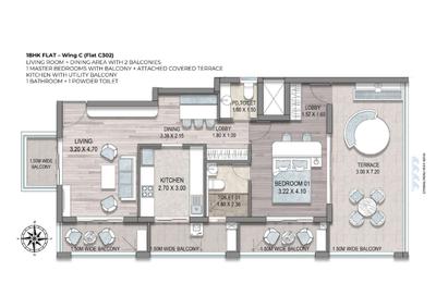 Image of 1300 Sq.ft 2 BHK Apartment / Flat for sale in Delvin JD Pearl, Colvale, Goa for Rs. 12000000